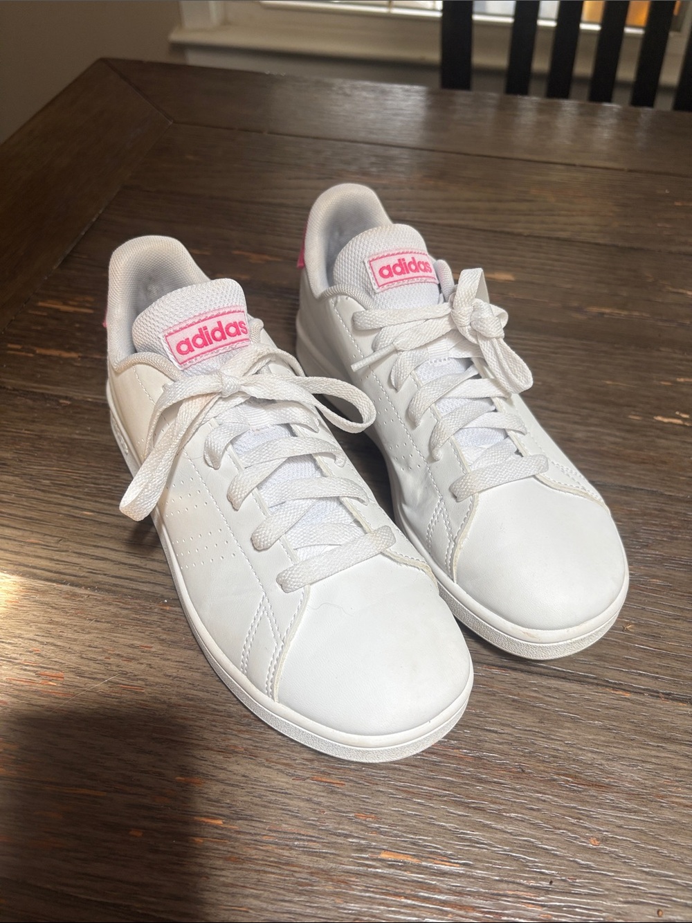 Adidas White Sneakers with Pink Accents Tabs